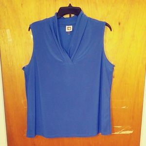 Anne Klein Blue Sleeveless Blouse